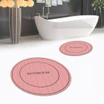 Viyana Home Dijital Baskılı Kaymaz Yıkanabilir Yuvarlak Ikili Banyo Paspas Klozet Takımı, V-Y-Klozet-04-Pembe, - Renkli