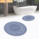 Viyana Home Dijital Baskılı Kaymaz Yıkanabilir Yuvarlak Ikili Banyo Paspas Klozet Takımı, V-Y-Klozet-05-Mavi, - 40 x 60 cm - 60 x 100 cm