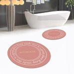 Viyana Home Dijital Baskılı Kaymaz Yıkanabilir Yuvarlak Ikili Banyo Paspas Klozet Takımı, V-Y-Klozet-05-Pembe, - Renkli