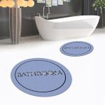 Viyana Home Dijital Baskılı Kaymaz Yıkanabilir Yuvarlak Ikili Banyo Paspas Klozet Takımı, V-Y-Klozet-06-Mavi, - 40 x 60 cm - 60 x 100 cm