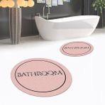 Viyana Home Dijital Baskılı Kaymaz Yıkanabilir Yuvarlak Ikili Banyo Paspas Klozet Takımı, V-Y-Klozet-06-Pembe, - Renkli