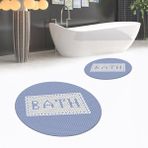 Viyana Home Dijital Baskılı Kaymaz Yıkanabilir Yuvarlak Ikili Banyo Paspas Klozet Takımı, V-Y-Klozet-07-Mavi, - Renkli