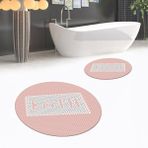 Viyana Home Dijital Baskılı Kaymaz Yıkanabilir Yuvarlak Ikili Banyo Paspas Klozet Takımı, V-Y-Klozet-07-Pembe, - Renkli