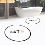 Viyana Home Dijital Baskılı Kaymaz Yıkanabilir Yuvarlak Ikili Banyo Paspas Klozet Takımı, V-Y-Klozet-08-Beyaz, - Renkli