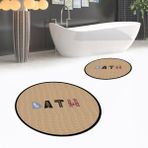 Viyana Home Dijital Baskılı Kaymaz Yıkanabilir Yuvarlak Ikili Banyo Paspas Klozet Takımı, V-Y-Klozet-08-Kahve, - Kahverengi - 40 x 60 cm - 60 x 100 cm