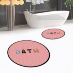 Viyana Home Dijital Baskılı Kaymaz Yıkanabilir Yuvarlak Ikili Banyo Paspas Klozet Takımı, V-Y-Klozet-08-Pembe, - Renkli