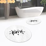 Viyana Home Dijital Baskılı Kaymaz Yıkanabilir Yuvarlak Ikili Banyo Paspas Klozet Takımı, V-Y-Klozet-09-Beyaz, - 40 x 60 cm - 60 x 100 cm
