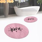 Viyana Home Dijital Baskılı Kaymaz Yıkanabilir Yuvarlak Ikili Banyo Paspas Klozet Takımı, V-Y-Klozet-09-Pembe, - Renkli