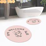 Viyana Home Dijital Baskılı Kaymaz Yıkanabilir Yuvarlak Ikili Banyo Paspas Klozet Takımı, V-Y-Klozet-11-Pembe, - Renkli