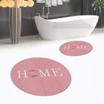 Viyana Home Dijital Baskılı Kaymaz Yıkanabilir Yuvarlak Ikili Banyo Paspas Klozet Takımı, V-Y-Klozet-12-Pembe, - Renkli