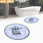 Viyana Home Dijital Baskılı Kaymaz Yıkanabilir Yuvarlak Ikili Banyo Paspas Klozet Takımı, V-Y-Klozet-14-Mavi, - Renkli