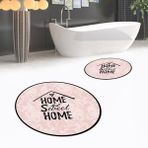 Viyana Home Dijital Baskılı Kaymaz Yıkanabilir Yuvarlak Ikili Banyo Paspas Klozet Takımı, V-Y-Klozet-14-Pembe, - Renkli