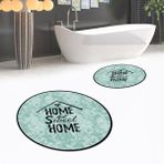 Viyana Home Dijital Baskılı Kaymaz Yıkanabilir Yuvarlak Ikili Banyo Paspas Klozet Takımı, V-Y-Klozet-14-Yeşil, - Renkli