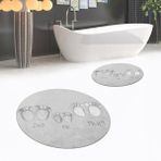 Viyana Home Dijital Baskılı Kaymaz Yıkanabilir Yuvarlak Ikili Banyo Paspas Klozet Takımı, V-Y-Klozet-16-Gri, - 40 x 60 cm - 60 x 100 cm