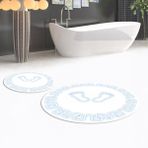 Viyana Home Dijital Baskılı Kaymaz Yıkanabilir Yuvarlak Ikili Banyo Paspas Klozet Takımı, V-Y-Klozet-18-Beyaz, - Renkli