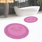 Viyana Home Dijital Baskılı Kaymaz Yıkanabilir Yuvarlak Ikili Banyo Paspas Klozet Takımı, V-Y-Klozet-18-Pembe, - 100 x 60 cm