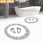 Viyana Home Dijital Baskılı Kaymaz Yıkanabilir Yuvarlak Ikili Banyo Paspas Klozet Takımı, V-Y-Klozet-19-Beyaz, - Renkli