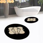 Viyana Home Dijital Baskılı Kaymaz Yıkanabilir Yuvarlak Ikili Banyo Paspas Klozet Takımı, V-Y-Klozet-20-Gold, - 40 x 60 cm - 60 x 100 cm