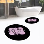 Viyana Home Dijital Baskılı Kaymaz Yıkanabilir Yuvarlak Ikili Banyo Paspas Klozet Takımı, V-Y-Klozet-20-Siyah, - Renkli