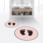 Viyana Home Dijital Baskılı Kaymaz Yıkanabilir Yuvarlak Ikili Banyo Paspas Klozet Takımı, V-Y-Klozet-21-Pembe, - Renkli