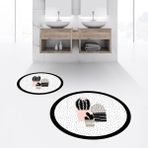 Viyana Home Dijital Baskılı Kaymaz Yıkanabilir Yuvarlak Ikili Banyo Paspas Klozet Takımı, V-Y-Klozet-22-Beyaz, - 40 x 60 cm - 60 x 100 cm
