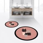 Viyana Home Dijital Baskılı Kaymaz Yıkanabilir Yuvarlak Ikili Banyo Paspas Klozet Takımı, V-Y-Klozet-22-Pembe, - Renkli