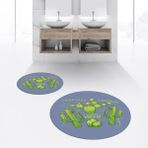 Viyana Home Dijital Baskılı Kaymaz Yıkanabilir Yuvarlak Ikili Banyo Paspas Klozet Takımı, V-Y-Klozet-23-Mavi, - Renkli