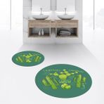 Viyana Home Dijital Baskılı Kaymaz Yıkanabilir Yuvarlak Ikili Banyo Paspas Klozet Takımı, V-Y-Klozet-23-Yeşil, - Renkli