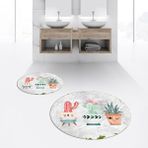 Viyana Home Dijital Baskılı Kaymaz Yıkanabilir Yuvarlak Ikili Banyo Paspas Klozet Takımı, V-Y-Klozet-24-Gri, - Renkli