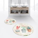 Viyana Home Dijital Baskılı Kaymaz Yıkanabilir Yuvarlak Ikili Banyo Paspas Klozet Takımı, V-Y-Klozet-24-Kahve, - Renkli