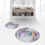 Viyana Home Dijital Baskılı Kaymaz Yıkanabilir Yuvarlak Ikili Banyo Paspas Klozet Takımı, V-Y-Klozet-25-Gri, - Renkli