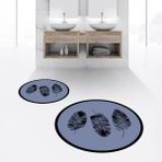 Viyana Home Dijital Baskılı Kaymaz Yıkanabilir Yuvarlak Ikili Banyo Paspas Klozet Takımı, V-Y-Klozet-26-Mavi, - Renkli
