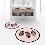 Viyana Home Dijital Baskılı Kaymaz Yıkanabilir Yuvarlak Ikili Banyo Paspas Klozet Takımı, V-Y-Klozet-26-Pembe, - Renkli