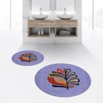Viyana Home Dijital Baskılı Kaymaz Yıkanabilir Yuvarlak Ikili Banyo Paspas Klozet Takımı, V-Y-Klozet-27-Mavi, - 40 x 60 cm - 60 x 100 cm