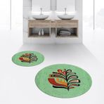 Viyana Home Dijital Baskılı Kaymaz Yıkanabilir Yuvarlak Ikili Banyo Paspas Klozet Takımı, V-Y-Klozet-27-Yeşil, - Renkli