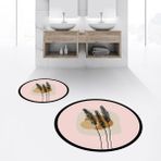 Viyana Home Dijital Baskılı Kaymaz Yıkanabilir Yuvarlak Ikili Banyo Paspas Klozet Takımı, V-Y-Klozet-28-Pembe, - 40 x 60 cm - 60 x 100 cm