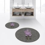Viyana Home Dijital Baskılı Kaymaz Yıkanabilir Yuvarlak Ikili Banyo Paspas Klozet Takımı, V-Y-Klozet-29-Gri, - Renkli
