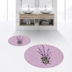 Viyana Home Dijital Baskılı Kaymaz Yıkanabilir Yuvarlak Ikili Banyo Paspas Klozet Takımı, V-Y-Klozet-29-Pembe, - 40 x 60 cm - 60 x 100 cm