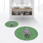 Viyana Home Dijital Baskılı Kaymaz Yıkanabilir Yuvarlak Ikili Banyo Paspas Klozet Takımı, V-Y-Klozet-29-Yeşil, - Renkli
