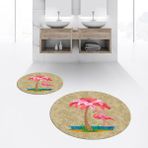 Viyana Home Dijital Baskılı Kaymaz Yıkanabilir Yuvarlak Ikili Banyo Paspas Klozet Takımı, V-Y-Klozet-30-Kahve, - Renkli