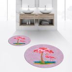 Viyana Home Dijital Baskılı Kaymaz Yıkanabilir Yuvarlak Ikili Banyo Paspas Klozet Takımı, V-Y-Klozet-30-Pembe, - Renkli