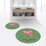 Viyana Home Dijital Baskılı Kaymaz Yıkanabilir Yuvarlak Ikili Banyo Paspas Klozet Takımı, V-Y-Klozet-30-Yeşil, - 40 x 60 cm - 60 x 100 cm