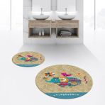 Viyana Home Dijital Baskılı Kaymaz Yıkanabilir Yuvarlak Ikili Banyo Paspas Klozet Takımı, V-Y-Klozet-31-Kahve, - Renkli