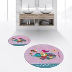 Viyana Home Dijital Baskılı Kaymaz Yıkanabilir Yuvarlak Ikili Banyo Paspas Klozet Takımı, V-Y-Klozet-31-Pembe, - Renkli