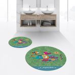 Viyana Home Dijital Baskılı Kaymaz Yıkanabilir Yuvarlak Ikili Banyo Paspas Klozet Takımı, V-Y-Klozet-31-Yeşil, - 40 x 60 cm - 60 x 100 cm