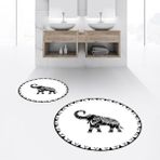 Viyana Home Dijital Baskılı Kaymaz Yıkanabilir Yuvarlak Ikili Banyo Paspas Klozet Takımı, V-Y-Klozet-32-Beyaz, - Renkli