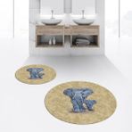 Viyana Home Dijital Baskılı Kaymaz Yıkanabilir Yuvarlak Ikili Banyo Paspas Klozet Takımı, V-Y-Klozet-33-Kahve, - Renkli