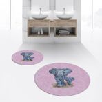 Viyana Home Dijital Baskılı Kaymaz Yıkanabilir Yuvarlak Ikili Banyo Paspas Klozet Takımı, V-Y-Klozet-33-Pembe, - Renkli
