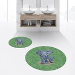 Viyana Home Dijital Baskılı Kaymaz Yıkanabilir Yuvarlak Ikili Banyo Paspas Klozet Takımı, V-Y-Klozet-33-Yeşil, - 40 x 60 cm - 60 x 100 cm