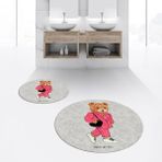 Viyana Home Dijital Baskılı Kaymaz Yıkanabilir Yuvarlak Ikili Banyo Paspas Klozet Takımı, V-Y-Klozet-34-Gri, - Renkli